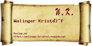 Walinger Kristóf névjegykártya